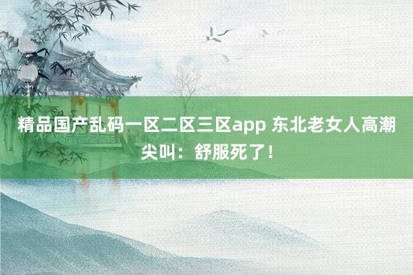精品国产乱码一区二区三区app 东北老女人高潮尖叫：舒服死了！