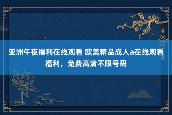 亚洲午夜福利在线观看 欧美精品成人a在线观看福利，免费高清不限号码