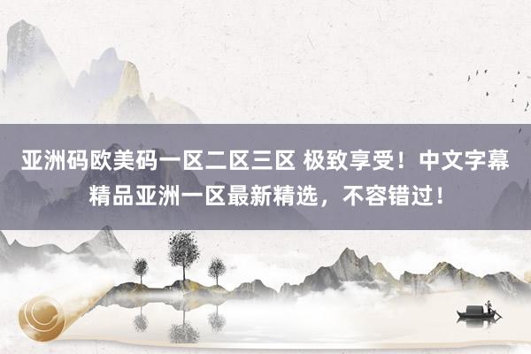 亚洲码欧美码一区二区三区 极致享受！中文字幕精品亚洲一区最新精选，不容错过！