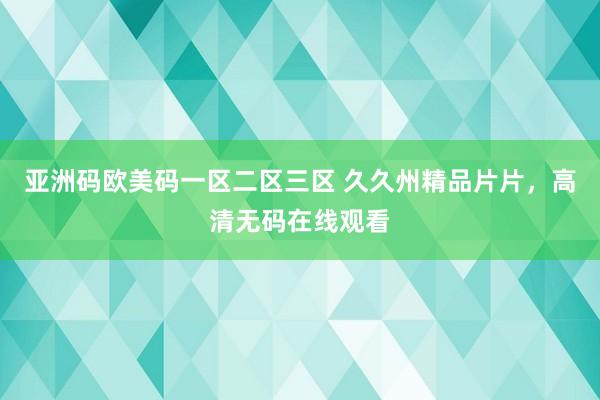 亚洲码欧美码一区二区三区 久久州精品片片，高清无码在线观看