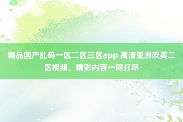 精品国产乱码一区二区三区app 高清亚洲欧美二区视频，精彩内容一网打尽