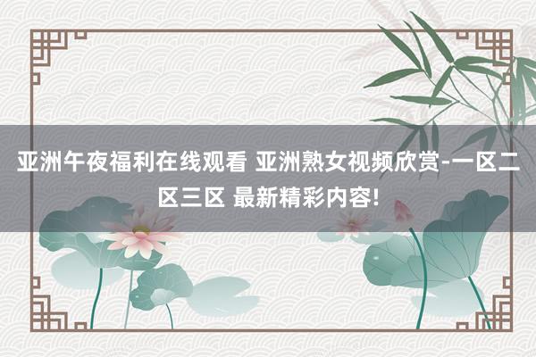 亚洲午夜福利在线观看 亚洲熟女视频欣赏-一区二区三区 最新精彩内容!