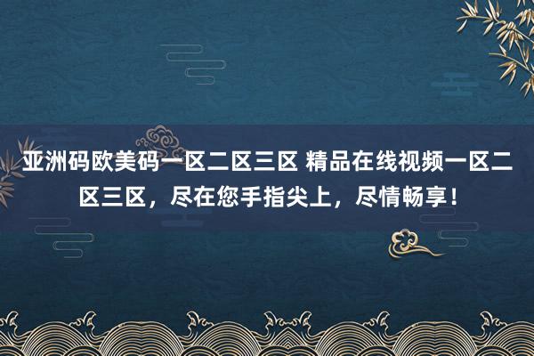 亚洲码欧美码一区二区三区 精品在线视频一区二区三区，尽在您手指尖上，尽情畅享！