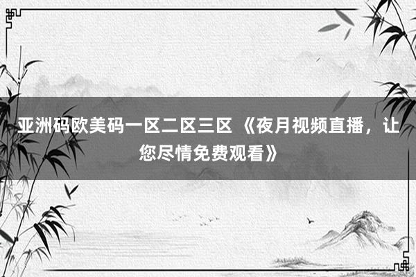 亚洲码欧美码一区二区三区 《夜月视频直播，让您尽情免费观看》