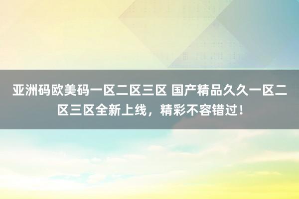 亚洲码欧美码一区二区三区 国产精品久久一区二区三区全新上线，精彩不容错过！