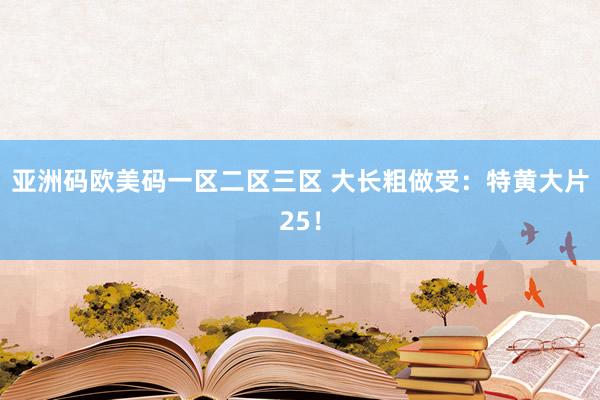亚洲码欧美码一区二区三区 大长粗做受：特黄大片25！