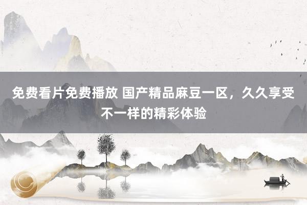 免费看片免费播放 国产精品麻豆一区，久久享受不一样的精彩体验